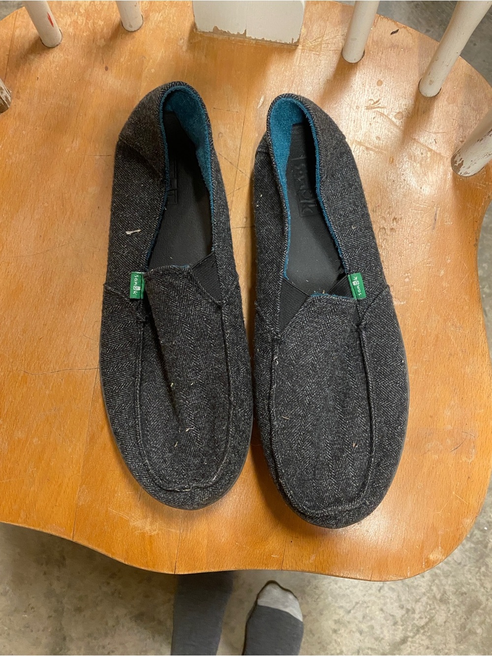 Sanuk Men's Charcoal Gray Wool Slip-On Loafers
